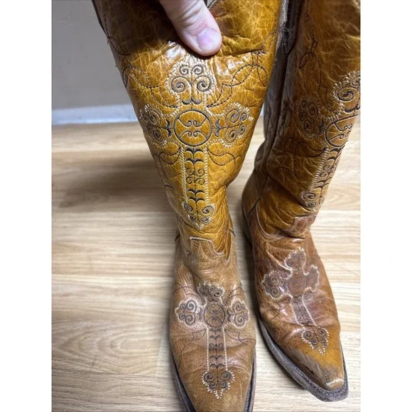 Circle G Brown Leather Embroidered Western Cowboy Boots Women's Size 10M - Picture 3 of 9